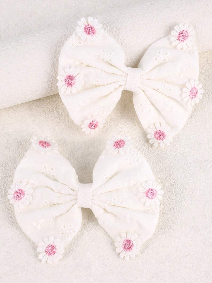 2 chiếc kẹp tóc nơ cho bé gái, kẹp tóc hình hoa cúc nhỏ xinh, phụ kiện tóc cho trẻ em - Hồng - Xem 1