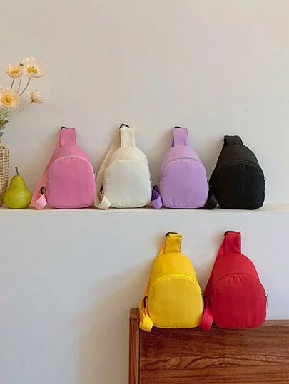 青少年尼龙纯色斜挎胸包