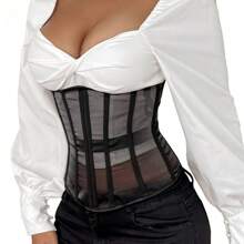 Cinturón de corsé, entrenador de cintura con control de abdomen, cinturón de cintura con chaleco moldeador corporal, para accesorios de mujer para vestido estilo western, vaquera, campestre, vintage, color negro.