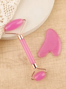 2 Pieces Facial Beauty Massage Roller Imitation Jade Wheel Massage Scraping Tool, Double-Headed Eye Massage Roller Facial Beauty Roller Facial Eye And Neck Skin Care Tool. - Multicolor - View 14