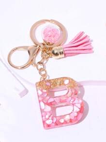 1pc Cute A-Z Golden And Pink Shell Pattern Letter Shaped Keychain Pendant With Crystal Star Decoration Glass Ball,Purse, Wallet Charms, Bag Decorative Alphabet Keychain For Women,Car Keychain Pendant,  Gift For Friends,Family, Colleagues, Teachers, Classmates - Gold Pink - View 21