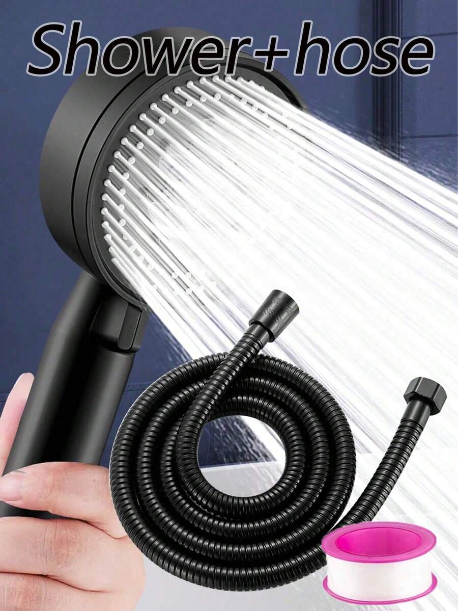 5Gear Handheld Pressure Boosting Showerhead With 1.5m Black Shower