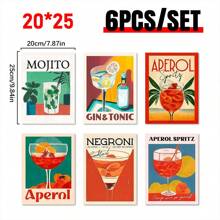 6pcs/Set Cartoon Canvas Print Posters, Juice Mojito Canvas Wall Art, Wall Decor For Living Room, Bedroom, Bathroom, Office, Hallway, Kitchen, Unframed - Multicolor - View 13