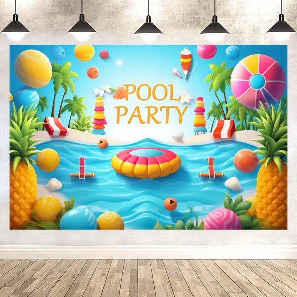 Banner de fondo decorativo de 5*3 pies para fiesta de piscina, tema Hawai y , fondo fotográfico de estudio de fotografía, accesorios de fondo para piscina