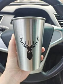 1入組500毫升不鏽鋼水瓶，健康茶杯，金屬飲料杯，動物印花杯，可重複使用的水瓶