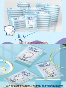 5 Cái/10 Cái Khăn Giấy Lau Mặt Ayi Đa Cảnh Tiện Lợi, 10 Tờ/Gói, Thích Hợp Cho Nhiều Nhóm - Màu xanh lam - Xem 1