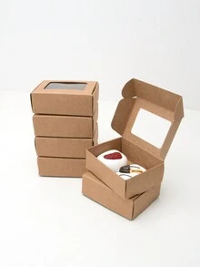 10pcs Paper Gift Box For Cookies, Chocolate With Window, Soap Box For Party, Snack Packaging Box Gift Bag Party Kitchen - Paper - View 3