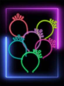 6入組/2入組派對裝飾荧光頭帶，生日假日派對裝飾發光髮箍 - 彩色 - 查看 1