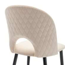 KOMHTOM Eetgroep, (keukentafel 117x68 cm met 4x gestoffeerde stoelen), met ruitpatroon, verstelbare stoelpoten, fluwelen eetkamerstoel - Beige - Bekijken 7