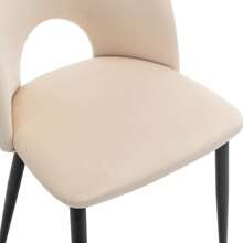 KOMHTOM Eetgroep, (keukentafel 117x68 cm met 4x gestoffeerde stoelen), met ruitpatroon, verstelbare stoelpoten, fluwelen eetkamerstoel - Beige - Bekijken 10