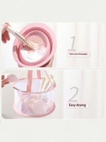 1pc Makeup Sponge Drying Holder, Women's Foldable & Reusable Fabric Mesh Pouch For Drying Cosmetic Puffs & Brushes, Dustproof Drying Net, Anti-Mold Cushion Drying Basket, Makeup Brush Cleaning Sponge Drying Tool, Makeup Sponge Mesh Pouch