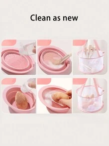 1pc Makeup Sponge Drying Holder, Women's Foldable & Reusable Fabric Mesh Pouch For Drying Cosmetic Puffs & Brushes, Dustproof Drying Net, Anti-Mold Cushion Drying Basket, Makeup Brush Cleaning Sponge Drying Tool, Makeup Sponge Mesh Pouch