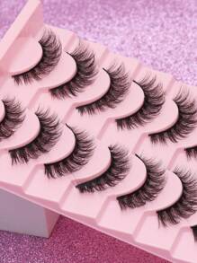 10 Pairs Natural False Eyelashes Fluffy Soft Dramatic 3D Mink Lashes Long Wispy Eyelash Cilia,Messy,Multi-Layered Eyelashes Short Thick Fake Eyelash Extension Bulk Makeup Products Wedding Party & Club Daily Work Meeting Natural Fake Lashes Comfortable To Wear Band Eye Lashes Handmade Upper Lash Winged End Eye Elongated Eyelashes Natural Realistic Eyelash Full Strip Lashes Lasting Volume Popular Make Up Beauty Tools - Black - View 2