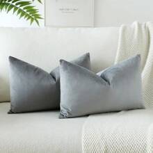 1/2pcs Velvet Solid Color Decorative Throw Pillow Cover (Pillow Insert Not Included), Square Cushion Cover, Holiday Home Decor, Soft And Comfortable Fabric, Modern Decor For Sofa, Bedroom, Dormitory - Light Grey - View 6