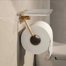带手机架的卫生纸架，浴室装饰卫生纸架，粘胶或螺丝壁挂式卫生纸卷收纳架，不锈钢浴室纸巾卷架，浴室配件，浴室工具 - 彩色 - 查看 8