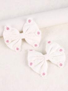 2 chiếc kẹp tóc nơ cho bé gái, kẹp tóc hình hoa cúc nhỏ xinh, phụ kiện tóc cho trẻ em - Hồng - Xem 6