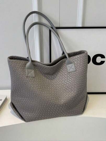 1pc 超大手提包 2025新款购物手提包 鳄鱼纹通勤大包 单肩包腋下包 女士大手提包 适合短途旅行 母亲节礼物