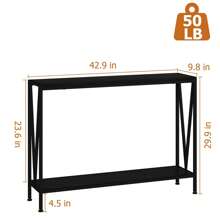 Console Table For Entryway,2-Tier Narrow Console Sofa Side Table For Entryway Hallway Living Room,Foyer Sofa Table Narrow With Storage,Black,42.9" - Black - View 4