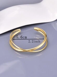 1 peça de alta qualidade, grande, elegante, linha dupla, aço inoxidável, pulseira dourada, adequada para uso diário, joias femininas