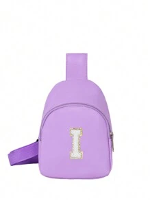 1 件女孩字母印花可爱肩带包，斜挎包，适合日常使用、户外、旅行、徒步旅行、便携、理想礼物 - 紫色 - 查看 13
