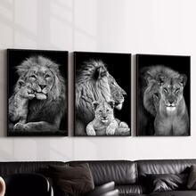 3入組無框黑白獅子家族帆布畫，防水動物牆藝術，現代藝術畫作，適用於禮物、臥室、客廳、辦公室、浴室、餐廳、咖啡廳、酒吧、牆面裝飾、家居和辦公室裝飾 - 黑與白 - 查看 12
