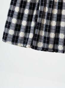 Set di 2 pezzi con Maglietta a maniche corte e pantaloncini a quadretti per ragazze giovani - nero - Visualizzare 8