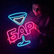 Neon Sign Bubble Tea / Dimensions: 325x500 Mm,Neon Sign "Cocktail",Neon Sign Bar,LEDCUBE Decorative Lamp, - Multicolor - View 4