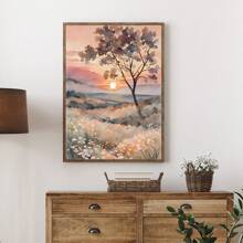 Watercolor Sunset Scenery Trio Travel Landscape Art, 3pcs Colorful Illustration Wall Art Prints, Creative Landscape Poster, Frameless Canvas Art, Modern Artwork, Bedroom & Hallway Art Decor Wall Art, Ideal Gift, Wall Art, Wall Decor, Room Decoration Gifts Birthday Graduation