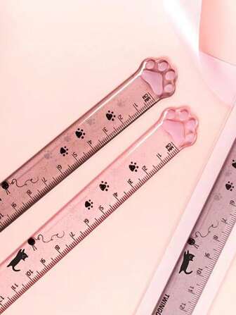 1pc Transparent Cat Paw Shaped Ruler, Creative Stationery For School, Office And Students Back To School