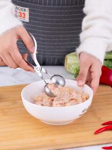 1pc Meatball Machine,Two Styles Shipped At Random, Stainless Steel, Non-Stick Meatball Machine, Pliers, Cake Meatball Machine With Cookie Dough Ice Tongs, Kitchen Spoon, Kitchen Gadgets, Kitchen Supplies, Kitchen Tools, Kitchen Stuff, Kitchen Utensils - Silver - View 2