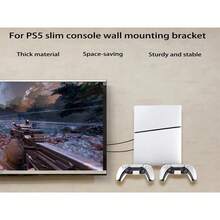 JOMAA 壁挂式控制台支架兼容 Slim 系列支架，带 2 个控制器支架、实心金属支架套件、悬挂支架、易于安装（白色） - 白色 - 查看 4