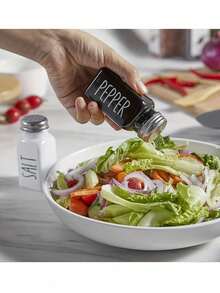 2入組鹽和胡椒瓶套裝，可愛的玻璃香料瓶配不銹鋼蓋，調味瓶，廚房香料瓶，黑白色的廚房桌面裝飾和用品，適用於廚房婚禮禮品，2.7盎司 - 黑與白 - 查看 5