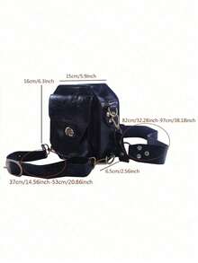 1 件朋克风格复古 PU 皮革腰包，大腿带腿包，女士休闲小方包，腰包多功能户外手机包卡包，户外腰包，露营徒步登山腰包，旅行工作 - 黑色 - 查看 8