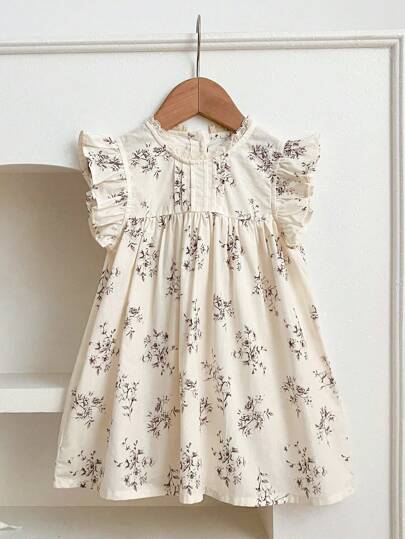 年轻女孩夏季时尚蕾丝花朵印花公主裙