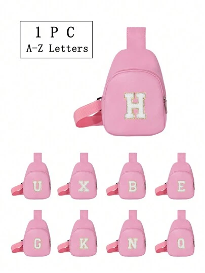1pc Girls Letter Print Cute Sling Bag, Crossbody Shoulder Bag, Suitable For Daily Use, Outdoor, Travel, Hiking, Portable, Ideal Gift