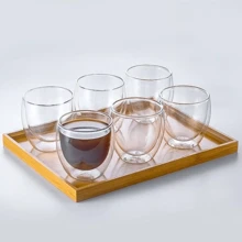 Conjunto Copos Café Parede Dupla Sem Alça 100ml borossilicato - Transpartente 6 unidades - Visão 3