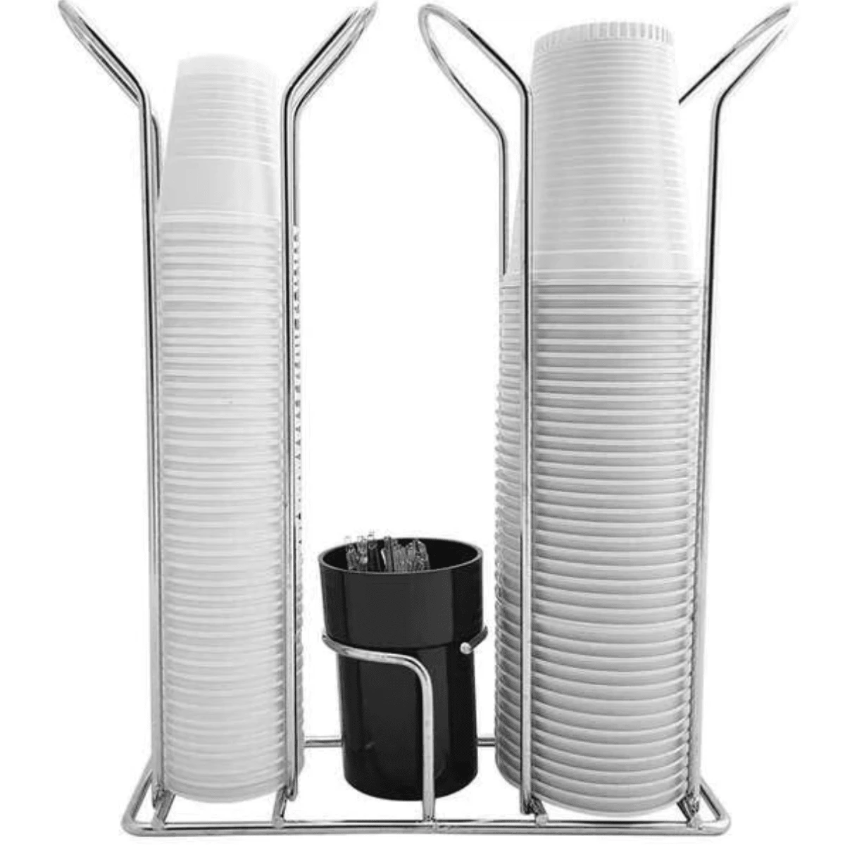 Suporte Porta Copo Descartáveis 80ml e 200ml Organizador Para Colherzinha - Prata - Visão 1