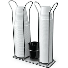 Suporte Porta Copo Descartáveis 80ml e 200ml Organizador Para Colherzinha - Prata - Visão 2