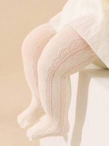 2對嬰兒女孩公主紋網紗緊身褲，舒適通風側邊和心形開口設計，適合日常穿著或搭配服裝 - 彩色 - 查看 2