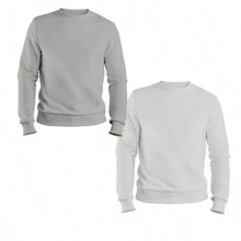 Kit With 2 Unisex Sweatshirt Round Neck Without Hood Plain Sweatshirt Without Print - trắng - Xem 1