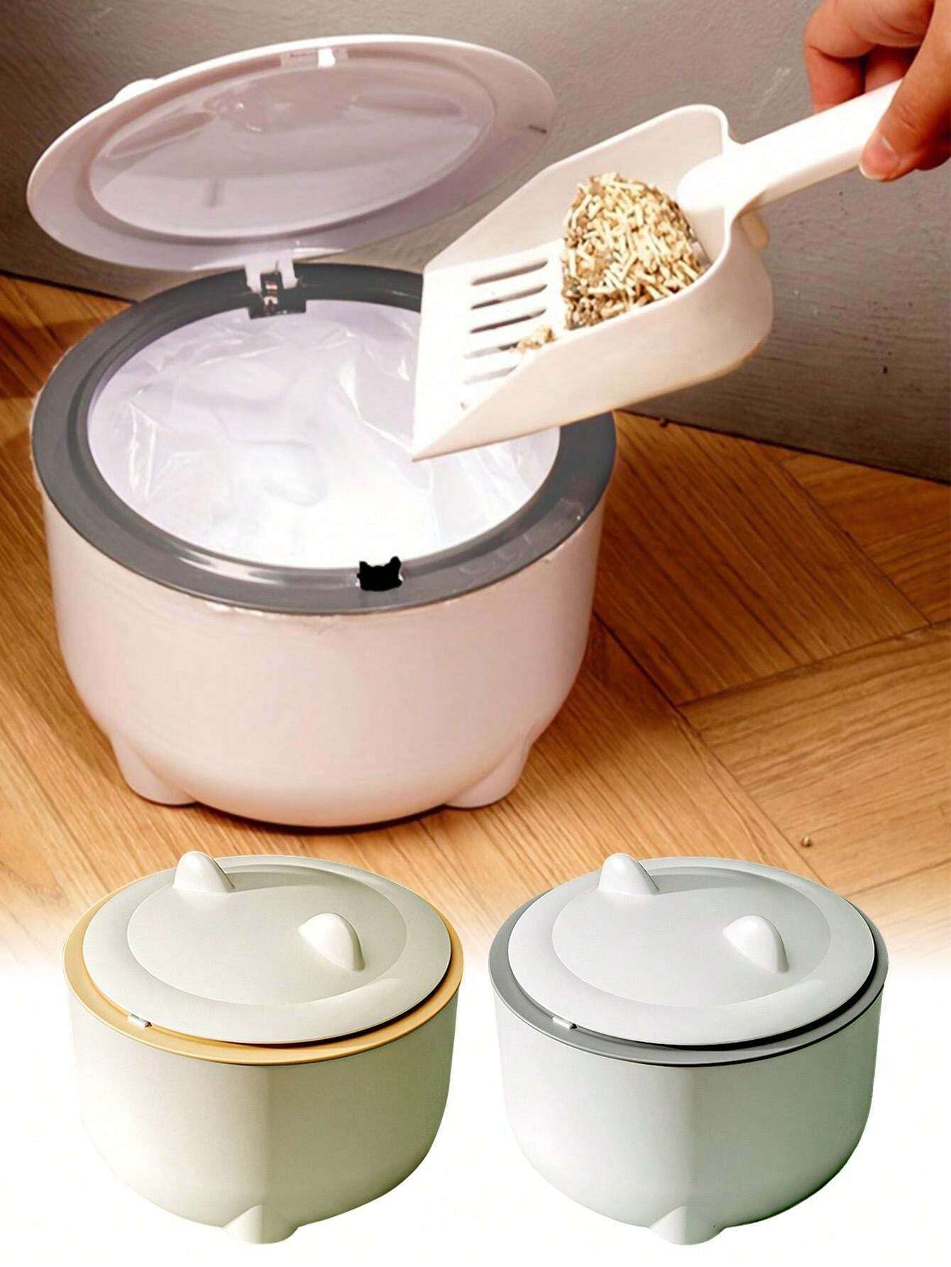 Pet Cat Litter Trash Bin With Lid And Odor Control, Easy Handling With
