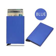 RFID Wallet Metal Thin Slim Men Women Wallets Pop Up Minimalist Wallet Small Black Purse ID Card Clip Card Box Card Holder Wallet Business Card Holder Credit Card Holder - Multicolor - View 18