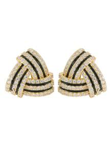 2 Stylish Triangular Cross Inlaid Diamond Ear Clips With Silicone, Suitable For Women Without Ear Holes To Wear Or As A Gift - Triangle Cross Ear Clip - View 6