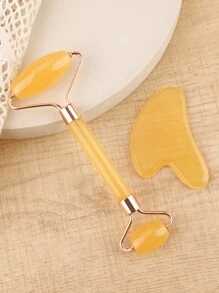 2 Pieces Facial Beauty Massage Roller Imitation Jade Wheel Massage Scraping Tool, Double-Headed Eye Massage Roller Facial Beauty Roller Facial Eye And Neck Skin Care Tool. - Multicolor - View 16