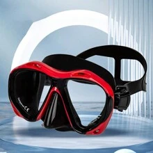 1 件专业水肺潜水面罩防水防雾成人游泳镜，大框浮潜面罩带鼻部保护，海滩必需品，海滩配件，泳池浮板 - 彩色 - 查看 10