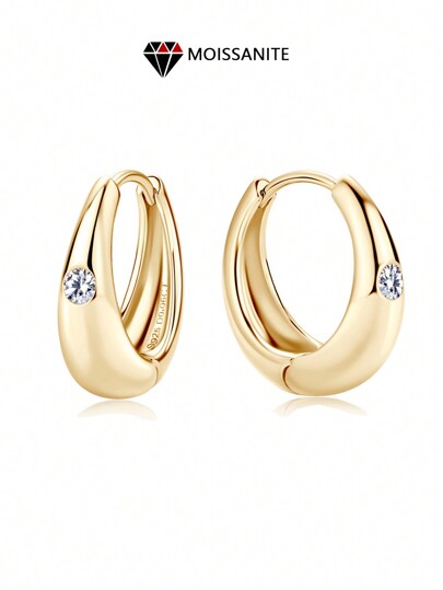 1 Piece Of S925 Silver 0.06 Carat Moissanite Earrings, Retro Metal Light Luxury Style Suitable For Weddings, Engagement Parties, Banquets, Or As An Anniversary Gift For Wife, Birthday Gift, Anniversary Gift For Friends And Besties