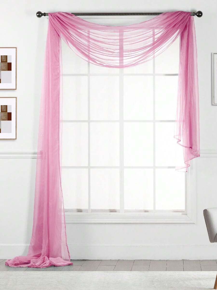 216" Long Sheer Window Curtain Valance/Scarf Great Value 25 Colors - Màu Hồng Tươi - Xem 1