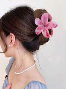 1 件女士粉色鸡蛋花发夹装饰发饰情人节 - 粉色 - 查看 7