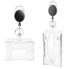 Best-Selling Oval Egg-Shaped Retractable Clip Dual-Use Clear PS ID Card Holder