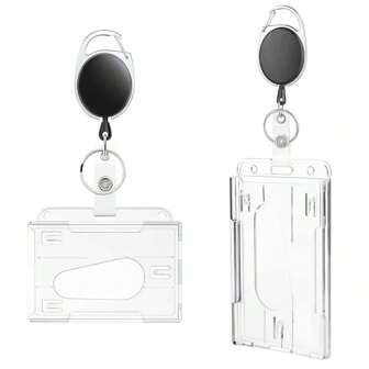 Best-Selling Oval Egg-Shaped Retractable Clip Dual-Use Clear PS ID Card Holder
